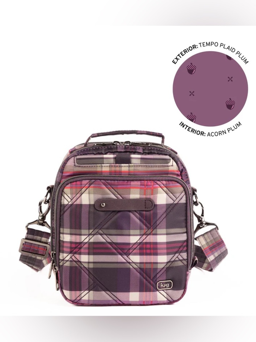Lug Skeeter Bridge Convertible Crossbody Tempo Plaid Plum